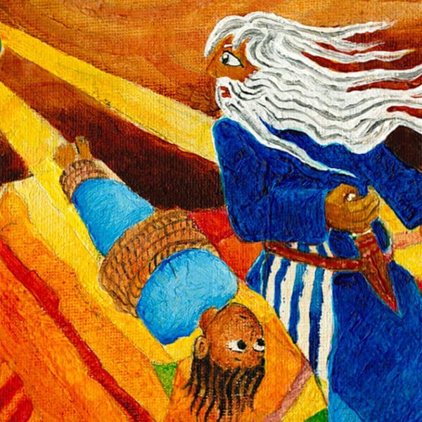 Parshat Vayera (Torah portion): the Akeda: Biblical art by Darius Gilmont